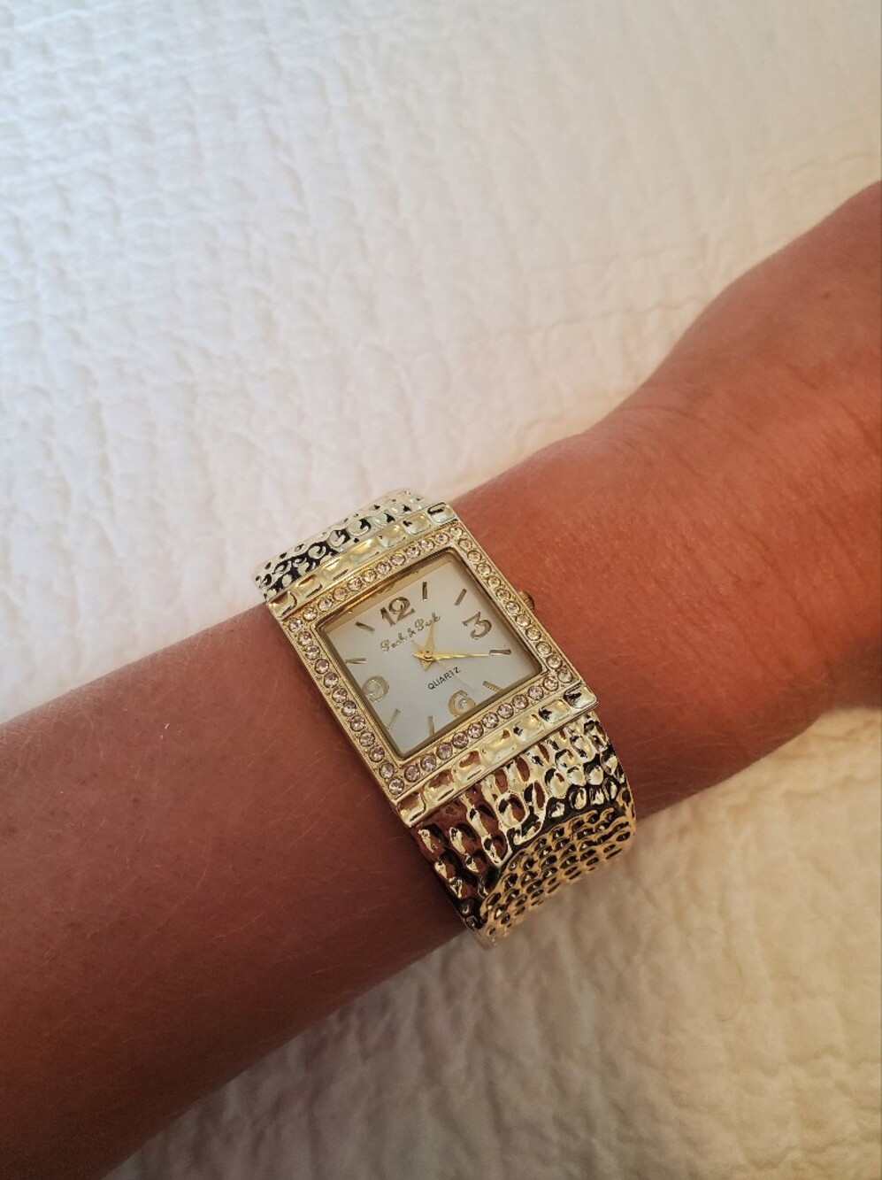Peck & Peck Gold Crystal-Accent Bracelet Watch